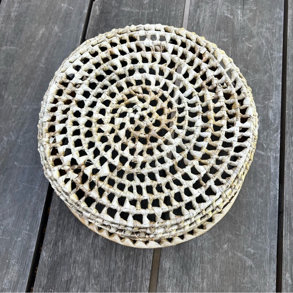 Hand Woven SeagrassTurtle Carved Coconut Shell Round Basket - Picture 8 of 8